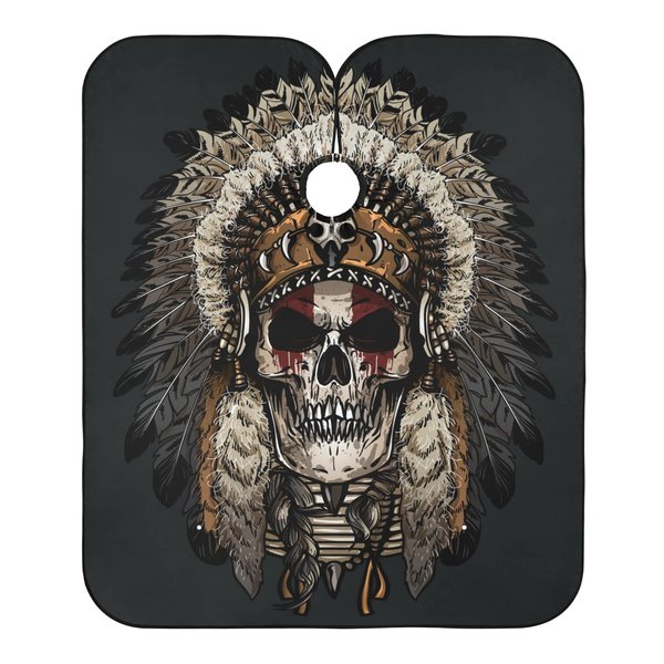 ALAZA Indian Tribal Skull Barber Cape for Men Women, Waterproof Haircut Apron Beard Shaving Bib Hair Cutting Cloth 55 x 65 Inch
