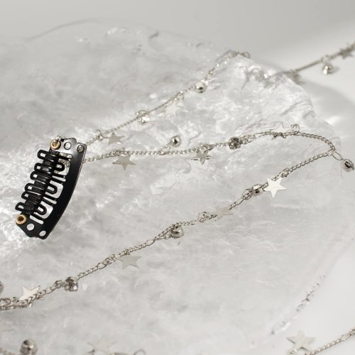 Zipetatah Tassel Hair Chain, Festival Sequins Head Chain, Wedding Hair Accessories Jewelry for Women and Girls with Dainty Star Dangle Hanging and Hair Clip, Fashion Headpieces