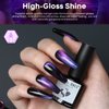 Modelones Cat Eye Gel Nail Polish- 6 Pcs 3 Colors 9D Magnet Black Blue Purple Glitter Holographic Gel Polish Set with Matte & Glossy Top Base Coat Soak Off LED Gel Kit Nail Art Manicure DIY Salon Home