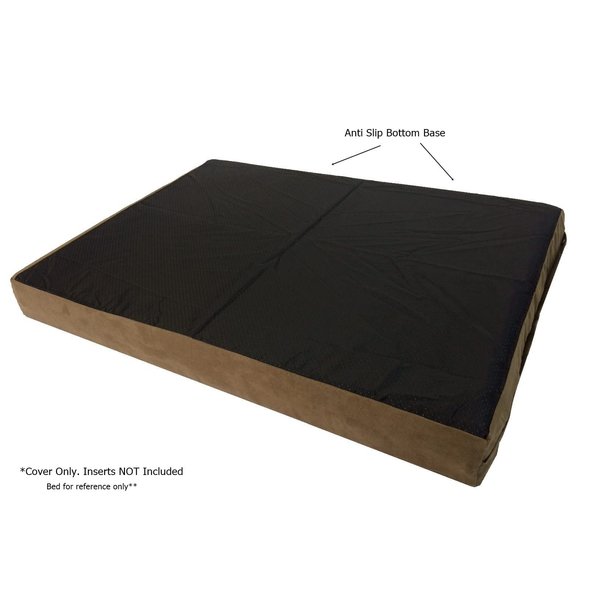 ClicksEZ Brown Microsuede Zippered Gusset Cover with Anti Slip Resistant Dog Pet Bed Cover - for Cover Only (41''x27''x4'')