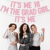 Pink Glitter It's Me Hi I'm the Grad Girl It's Me Banner, Class of 2025/Congrats 2025 Grad/Congratulation, 2025 Graduation Party Decorations Supplies for Girls