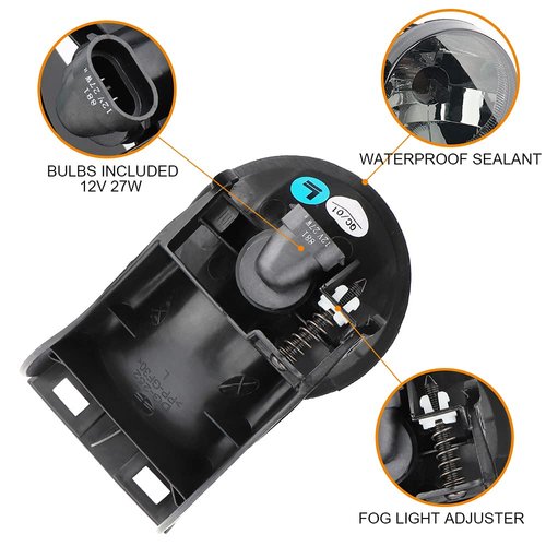 BRTEC Fog Lights for Dodge Ram 1500/Ram 3500 1994-2001, 1994-2002 for Dodge Ram 2500 Smoke Fog lights 881 12V 27W Halogen Lamp 19534501 19534601 CH2592109 CH2593109