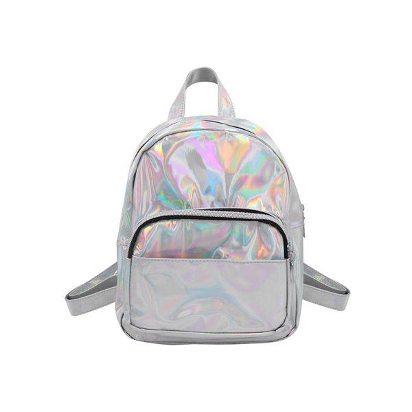 MOSSTYUS Small Holographic Rainbow Shoulder Bag Metallic Satchel Shiny Travel Daypack for Women Men Lady