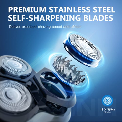 LOBINH Electric Shaver for Men, 100% Washable Rechargeable Waterproof Electric Razor Wet & Dry Shaving with Pop-up Trimmer, 1 Hour Fast Charging, 4D Floating Head, LCD Power Indicator