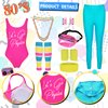 CICOCI 80s Outfit For Women Workout Clothes Costume with 80s Accessories Set Retro Party Leg Warmers Headband