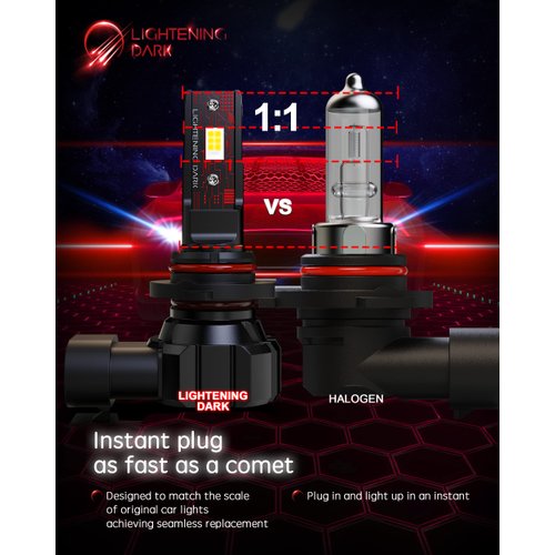 LIGHTENING DARK 9005+9006 Light Bulbs, HB3+HB4 Fog Light Bulbs Combo 24000LM 120W 6500K Xenon White Extremely Bright Wireless Fanless Halogen Replacement (Pack of 4)