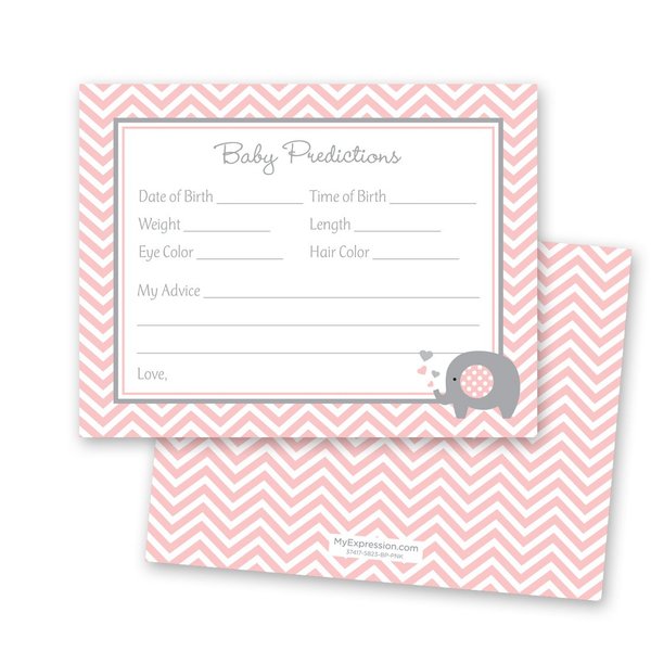 48 Cnt Pink Chevron Elephant Baby Prediction Cards