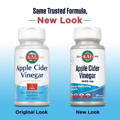 KAL Apple Cider Vinegar Capsules, 500 mg, 120 Count
