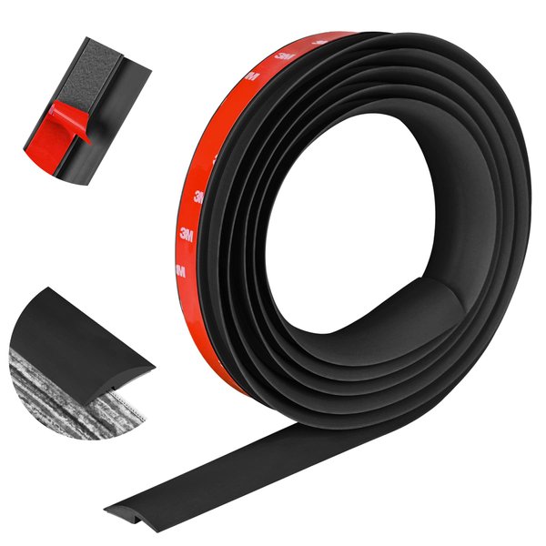10Ft Floor Transition Strip Self Adhesive Carpet to Tile Floor Edging Trim PVC Threshold Strips, Peel and Stick Floor Joining Strip Suitable for Threshold Height Less Than 5mm(Black)