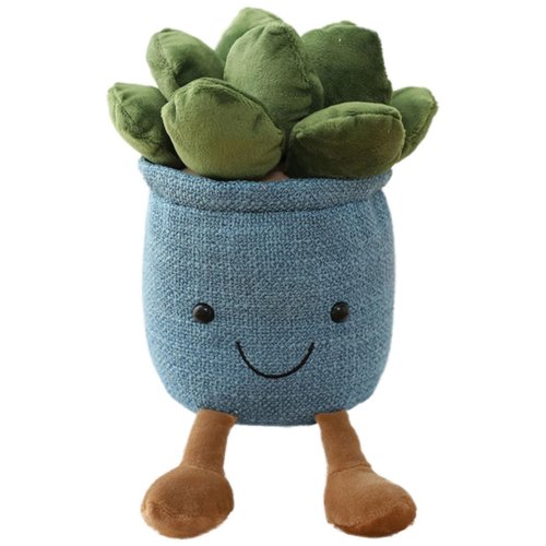 FAVOSTA Cute Succulents Plush Toy, 9.8'' Potted Plant Stuffed Plush, Soft Fluffy Succulents Throw Pillow, Plush Toy for Kids Girls (Blue - succulent, 25cm/9.8inch)