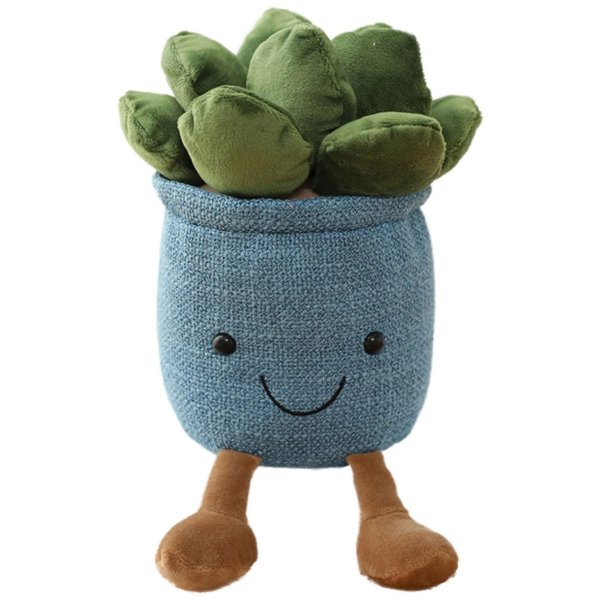 FAVOSTA Cute Succulents Plush Toy, 9.8'' Potted Plant Stuffed Plush, Soft Fluffy Succulents Throw Pillow, Plush Toy for Kids Girls (Blue - succulent, 25cm/9.8inch)