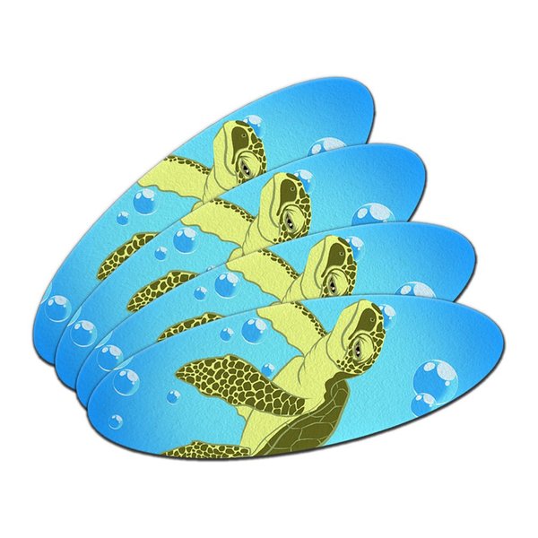 Sea Turtle - Ocean Cute Double-Sided Oval Nail File Emery Board Set 4 Pack