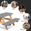 RNOONY Vinyl Fitted Picnic Table Cover with Bench Covers and Bag, 6ft Outdoor Waterproof Windproof Picnic Tablecloth with Elastic Edges. Camping RV Gear Must Have 72x30 Inches 3 Pcs Set (Black)