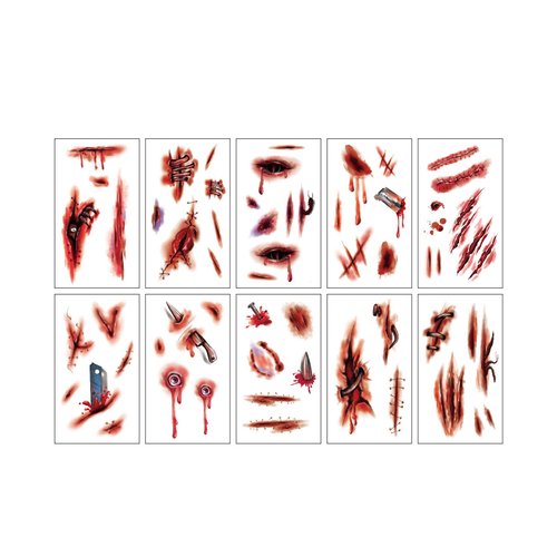 ELOOF Body Face Scar Halloween tattoos temporary Realistic Scar Tattoo Halloween makeup tattoos For Men Adults Women Kids (stickers1)