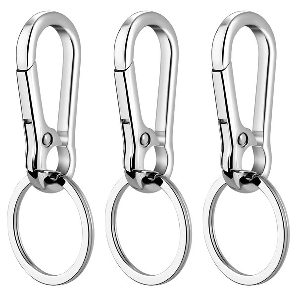 Rainspire Key Ring Keychain Keyrings Key Chain Holder Clip Key Organizer Key Chain Ring for Men and Women, 3 Pack, Silver