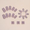 RikView Pink Press on Nails Medium Acrylic Nails Square Fake Nails with Hearts Design Glossy Nails 24 PCs/Set