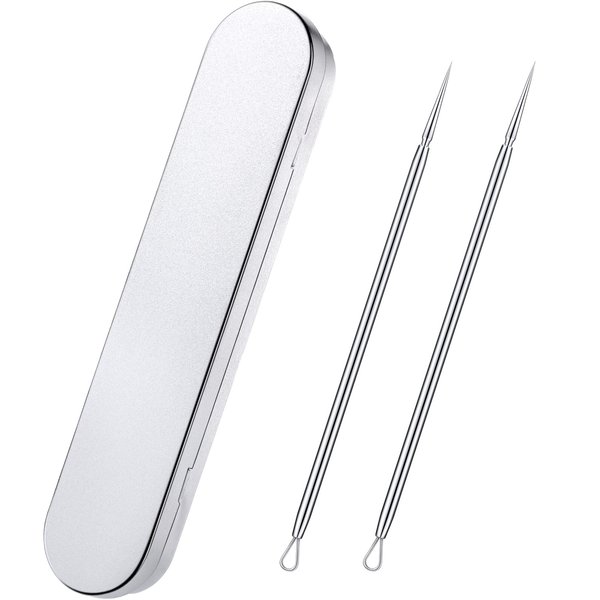 Titanium Lancet Needle Pimple Popper Tool Facial Milia Remover Blackhead Blemish Remover Blackhead Whitehead Extractor Professional Lancet Zit Blemish Comedone Removal Tool 2 Pieces with Box