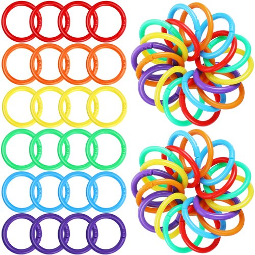 144 Pieces Plastic Binder Rings Plastic Loose Leaf Rings Multi-Color Plastic Book Rings Flexible for Cards, Document Stack and Swatches Organization School Home, or Office Use, 6 Colors (27 mm)