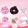 Pink Ribbon Hair Ties Hair Scrunchies for Women Adorable Pink White Black Ribbon Bow Scrunchies for Thick Hair Elastic Scrunchies for Girls