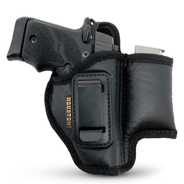 Houston Gun Holsters ECO Leather Concealment Holster Inside The Waist with Metal Clip FIT Glock 43 & 42, SIG P365, KAHR PM 45, MAKAROV, KELTEC PF9 P11 (Right) (CHPMG-58A-RH) ,Black