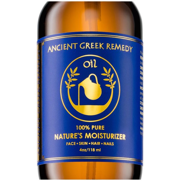 Ancient Greek Remedy Organic Face and Body Oil for Dry Skin, Hair, Hands, Cuticles and Nails Care. Olive, Lavender, Almond, Vitamin E and Grapeseed Oils. Natural Moisturizer for Women, Men 4oz