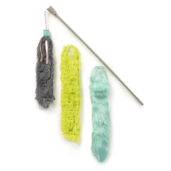 SmartyKat Crazy Catch 3-Part Breakaway Wand Cat Toy - Green/Yellow/Gray, One Size