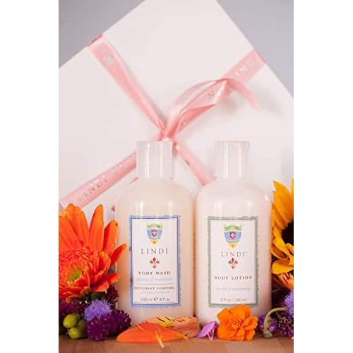 LINDI SKIN Essential Body Skincare Gift Set - Body Wash and Body Lotion for Dry, Itchy & Sensitive Skin - Relieves Painful Effects of Radiation Burn & Chemo Rash (8 fl oz - each)