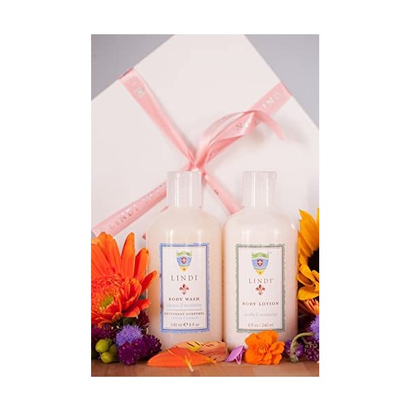 LINDI SKIN Essential Body Skincare Gift Set - Body Wash and Body Lotion for Dry, Itchy & Sensitive Skin - Relieves Painful Effects of Radiation Burn & Chemo Rash (8 fl oz - each)
