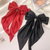 Red Hair Bow Black Hair Bow, 2PCS Big Bows for Girls Hair Bow Clips, Red Bow for Hair Black Bow for Hair Clips, Satin Hair Bows with Long Tail Alligator Clips, Coquette Bows Accessories