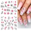 Pink Flower Nail Art Sticker Sakura Water Transfer Nail Stcikers Decal Nail Art Decoration Supplies Cherry Blossom Leaf Flotal Nail Design for Women Girls Manicure Decor (Cherry Blossom)