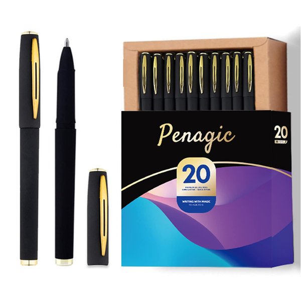 Penagic Pens, P-223A, Gel Pens Fine Point [0.38 mm] Black Ink, Roller Ballpoint Pens Matt Design, Stationery Pens for School Office Supplies