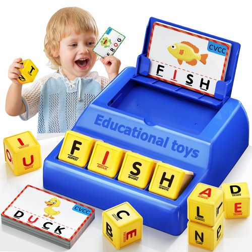 HOPEEYE Learning Educational Toys for 3 4 5 6 7 8 Year Old Boys Girls, Matching Letter Game for Kids Toys Ages 3-8, Montessori Toys for Kids Christmas Birthday Gifts Halloween Easter (Blue)