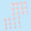 Short Square Press on Nails - Gel Nails Press Ons Short with Nail Glue Light Pink Gradient Fake Nails Acrylic Nails Full Cover Glue on Nails Stick on Nails for Women Girls 24pcs