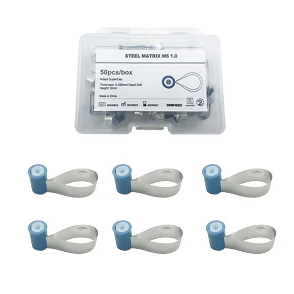 Dental Sectional Matrix System, Adjustable Dental Double-Side Contoured Anatomically Shaped Matrix Bands for SuperCap Matrix System (1, 0.03mm 5mm Matrix)
