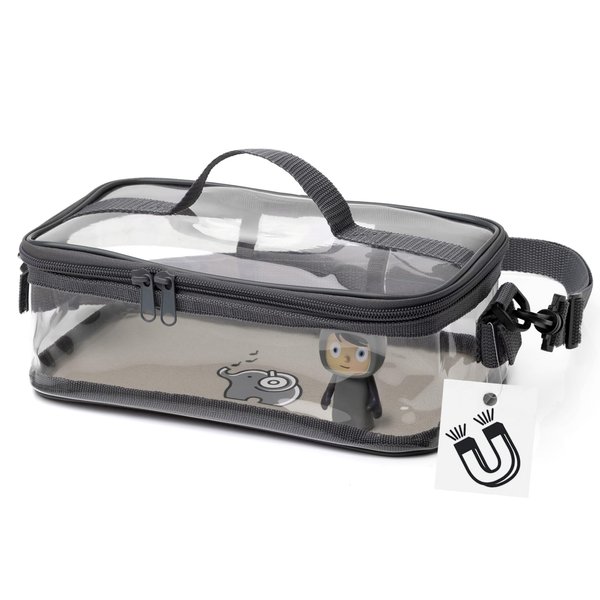 fantifant Transparent Carrying Bag for Tonies with Magnetic Base | Approx. 25 Figures securely stored and transported in Transparent Magnetic Carrying Case I Elephant Grey