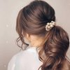 Fashey Pearl Hair Ties Elastic Ponytail Holder Satin Hair Scrunchies Rhinestone Hair Bands Hair Ropes Hair Accessories for Women and Girls（Pack of 3）