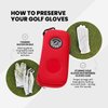 Stripebird - Golf Performance Gloves Holder Case (Major Red) - Protect and Keep Golf Gloves Dry - Moisture Free Storage Design - Includes Golf Bag Clip for Golfers