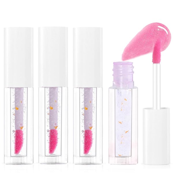 Loobexery 3 PCS Cosmetics Color Changing Lip Oil, Boss Up Lip Glow Oil, Transparent Moisturizing Plumping Lip Oil Tinted, Long Lasting Nourishing Non-sticky Lip Glow Oil for Lip Care and Dry Lips