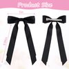 DECYOOL 4 Pack Hair Ribbon Bows for Women, Silky Satin Bow Hair Clip Ponytail Stand Accessories Metal Clip Hair Bows for Women Girls Toddlers Teenagers (Black Beige White Brown)