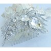 Sindary Wedding Headpiece 4.33" Rhinestone Crystal Bridal Peacock Feather Hair Comb (Silver-Tone Clear)