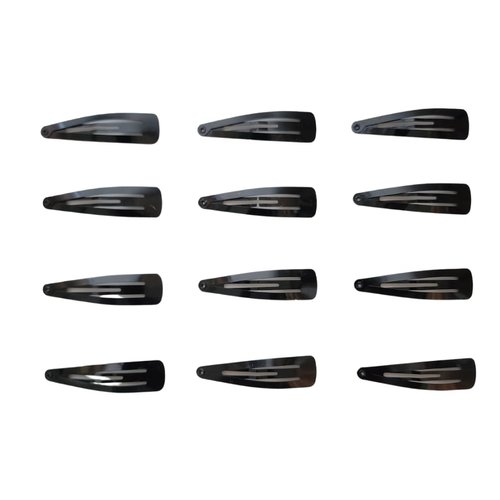 Generic 12 Pack Black 2.5 Inch Barrettes Women Metal Snap Hair Clips