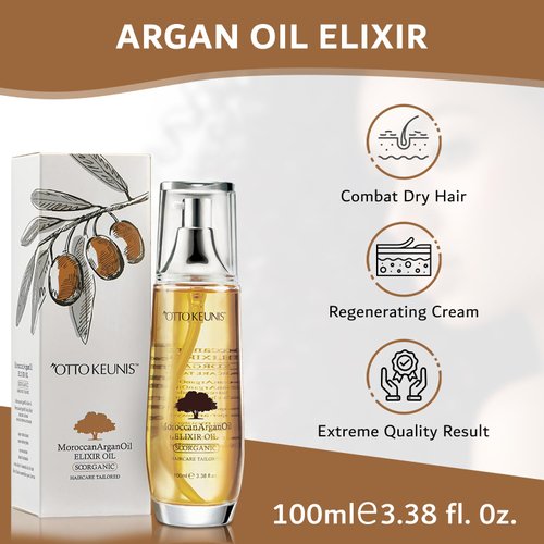 Generic GS, Hair Treatment Oil,Professional Organic Argan Oil, Natural Oil Treatment, Paraben Free Hair without Sulfated Surfactants Long Lasting Penetrating with Vitamin E, For ALL HAIR TYPES,100ml.