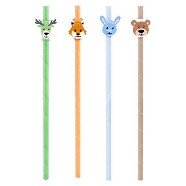 Kikkerland Woodland Paper Straws, Pack of 12, , Multicolor