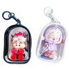 Zurtoki 2 PCS Clear Figure Display Bag with Keychain,Clear Keychain Pouch,Blind Box Display Case,Carrying Case for Doll,Dustproof Waterproof Doll Storage Bag Hanging Organizer Zipper Case(2pcs Cabin)