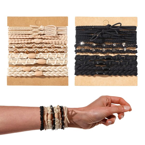 20 Pcs Hair Tie Bracelets for Women, Boho Hair Ties for Girls Ponytail Holders, No Damage Rubber Band Hair Elastics Accessories for Thick Thin Hairpony Tails