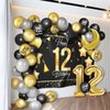 Happy 12th Birthday Balloons Gold Set Decor - Cheers to 12 Years Old Party Theme Garland Star Moon Banner Backdrop Decorations For Kids Supplies