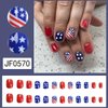 24Pcs 4th of July Press on Nails Independence Day Fake Nails Short Square Shaped Full Cover American Star Stick on Nails Acrylic False Nails Patriotic Designs for Women Girls Manicure Decorations