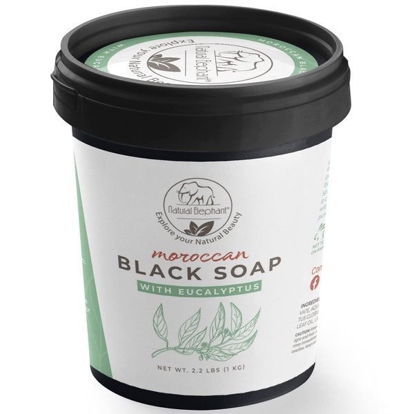 Natural Elephant Moroccan Black Soap With Eucalyptus Essential Oil 200g (7oz)