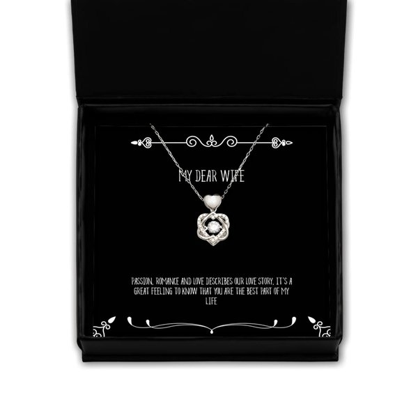 Game On Novelties Passion, Romance and Love describes Our Love Story, It's a Great Feeling to Know Heart Knot Silver Necklace, Wife, Reusable for Wife