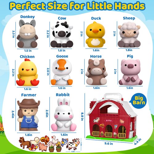 KMUYSL Toys for 1 2 3 Years Old Boys Girls, Big Red Barn Farm Animal Playset for Boys Girls, Learning Toys, Montessori Toys, Christmas Birthday Easter Gift for Baby Kids Toddlers Age 12-18 Months